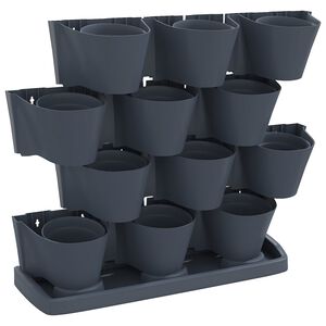 vidaXL vertikaalne aia taimekastide komplekt 12 tk, antratsiithall, PP