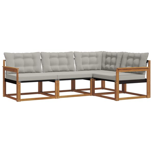 vidaXL V&auml;li diivanikomplekt padjaga 4 pcs Looduslik ja Hele Hall