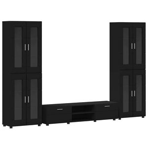 vidaXL Telerikapi komplekt sahtliga riiuliga FLORIN Must Tehispuit