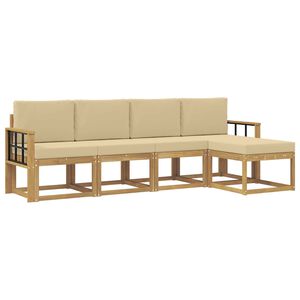 vidaXL V&auml;li diivanikomplekt padjaga 5 pcs Valge ja Beez