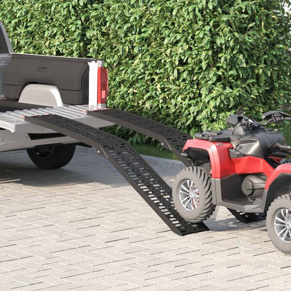 vidaXL Mootorratta rampp 680 kg 2 pcs Must 222 x 28 x 5 cm Alumiinium