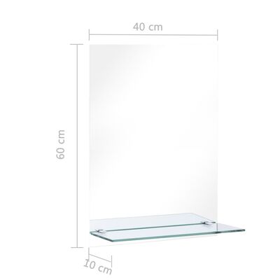 vidaXL seinapeegel riiuliga, 40 x 60 cm, karastatud klaasist