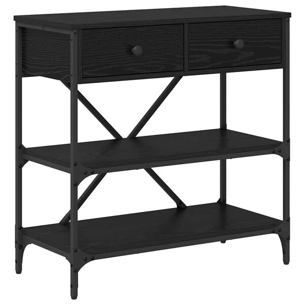 vidaXL Konsoollaud sahtliga riiuliga Must tamm 100 x 34,5 x 75 cm puit