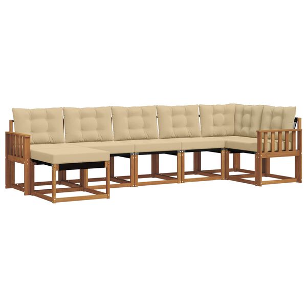 vidaXL V&auml;li diivanikomplekt padjaga 7 pcs Looduslik ja beež