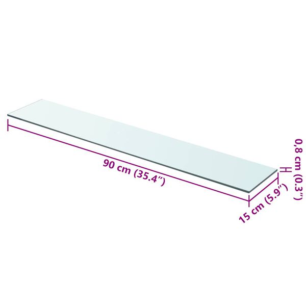 vidaXL riiulid 2 klaasist paneeli 90 x 15 cm
