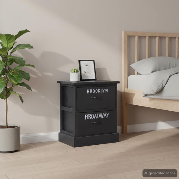 vidaXL &ouml;&ouml;kapid 2 tk, must, 38 x 28 x 45 cm, Paulownia puit