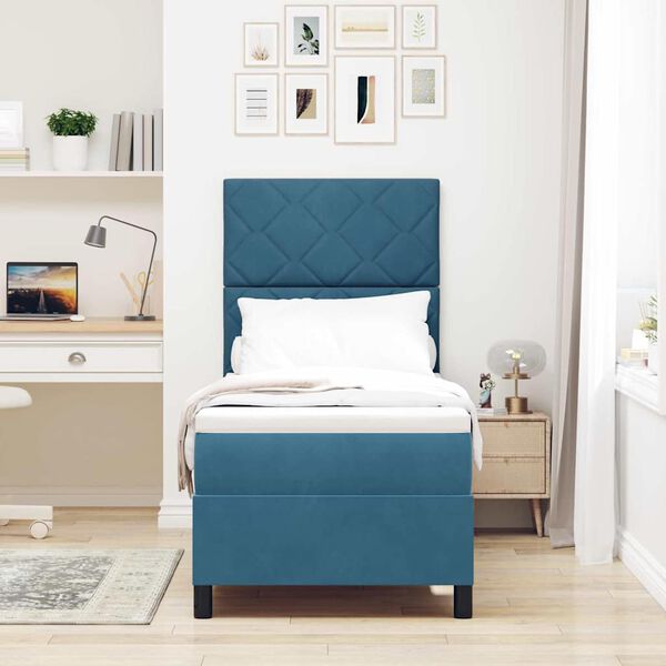 vidaXL Karbi vedrumadrats madratsiga Tumesinine 80 x 200 cm kangas