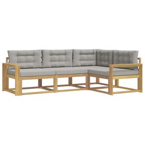vidaXL V&auml;li diivanikomplekt padjaga 3 pcs Valge ja helehall Pol&uuml;ester