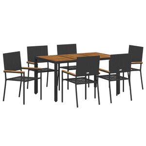 vidaXL Aia s&ouml;&ouml;gilaudade komplekt 7 pcs Must pol&uuml;rotang
