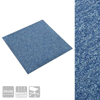 vidaXL põranda plaatvaibad 20 tk, 5 m², 50 x 50 cm, sinine