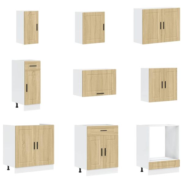 vidaXL 14-osaline k&ouml;&ouml;gikapi komplekt Porto, Sonoma tamm, tehispuit