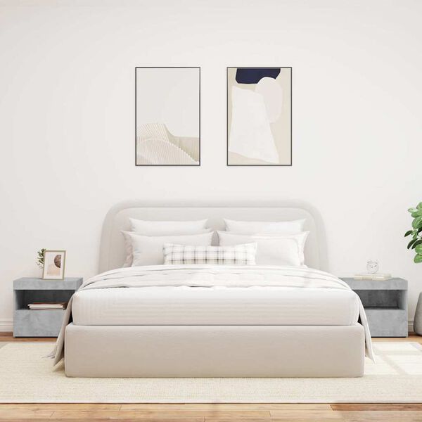 vidaXL &ouml;&ouml;kapid LED-tuledega 2 tk, betoonhall, 50 x 40 x 45 cm