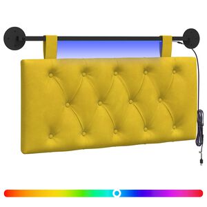 vidaXL Rippuv voodipeats LED-valgustusega Kollane Samet