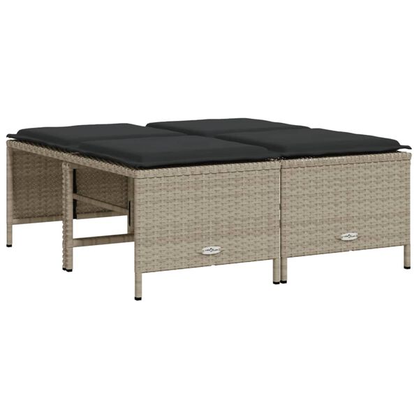 vidaXL 5-osaline aiamööblikomplekt patjadega, helehall, polürotang