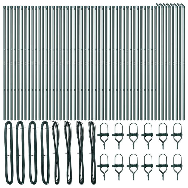 vidaXL Aiapost 52 pcs Roheline 3,2 x 3,2 x 210 cm