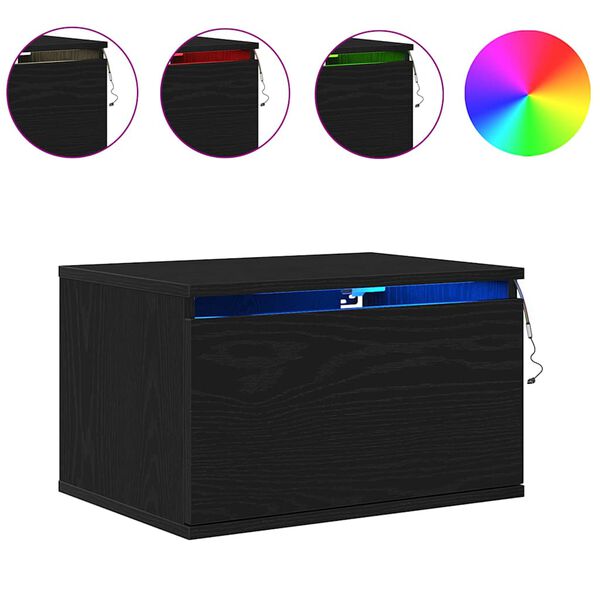 vidaXL Seinale kinnitatav &ouml;&ouml;kapp Must tamm 50 x 36 x 30 cm Tehispuit