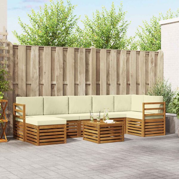 vidaXL Diivanikomplektid 8 pcs Looduslik ja kreem Tugev akatsiapuu