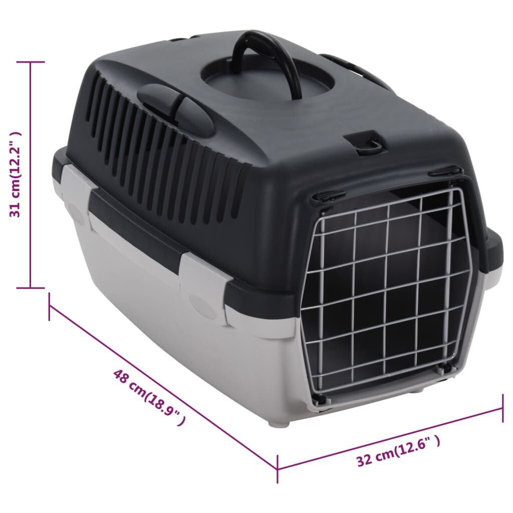 vidaXL lemmiklooma transpordipuur, hall ja must, 48 x 32 x 31 cm PP