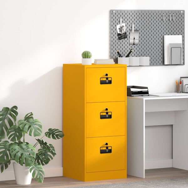 vidaXL Failikapp Kollane sinep 45,5 x 42 x 106,5 cm K&uuml;lmvalsitud teras