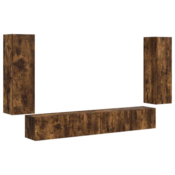 vidaXL TV seinakapikomplekt 4 pcs Suitsetatud tamm Tehispuit