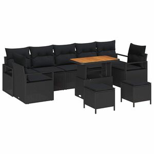 vidaXL Aia Diivanikomplekt padjaga ladustamisega padjaga 10 pcs Must
