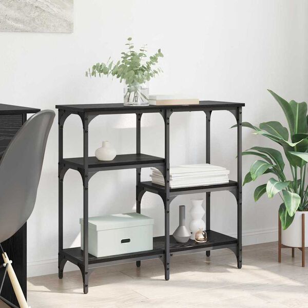 vidaXL Konsoollaud riiuliga Must tamm 80 x 29 x 75 cm Tehispuit