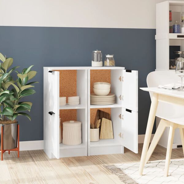 vidaXL puhvetkapid 2 tk, k&otilde;rgl&auml;ikega valge, 30 x 30 x 70 cm, tehispuit