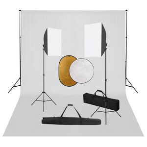 vidaXL fotostuudiokomplekt valgustuse, taustapildi ja reflektoriga