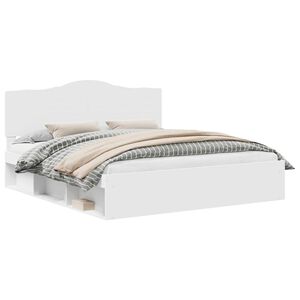 vidaXL Voodi raam peaga Valge 200 x 200 cm Tahke m&auml;nd