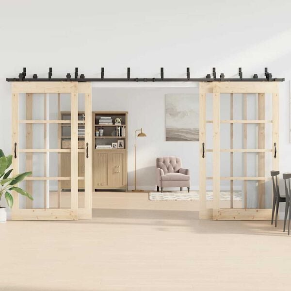 vidaXL liugukse tarvikute komplekt 427 cm terasest, must