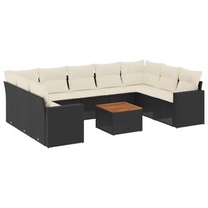 vidaXL 10-osaline aiadiivani komplekt patjadega, must, pol&uuml;rotang