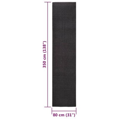 vidaXL sisalvaip kraapimispostile, must, 80x350 cm