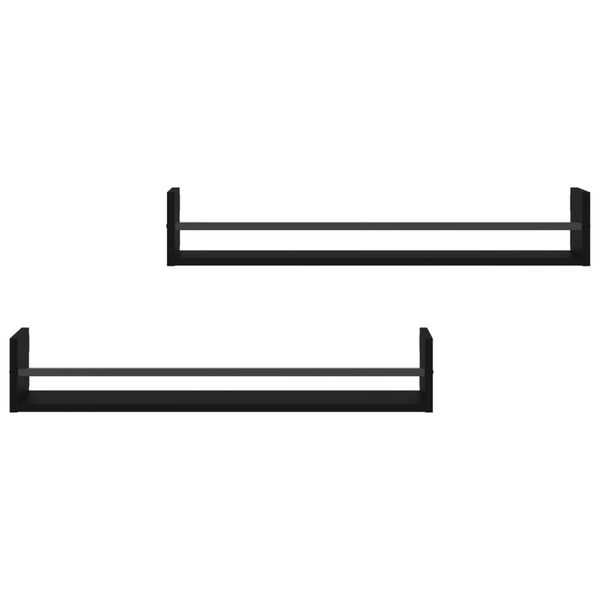 vidaXL lattidega seinariiulid 2 tk, must, 80 x 16 x 14 cm