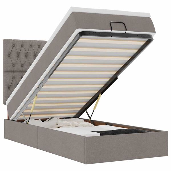 vidaXL Ottomani voodiraam madratsiga, pruunikashall, 90x190cm, kangas