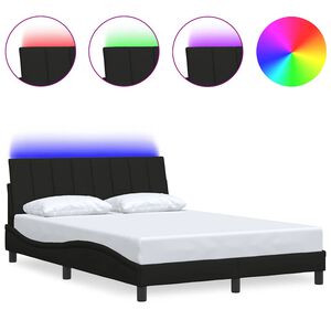 vidaXL voodiraam ilma madratsita Hanko, must, 140x190 cm, kangas