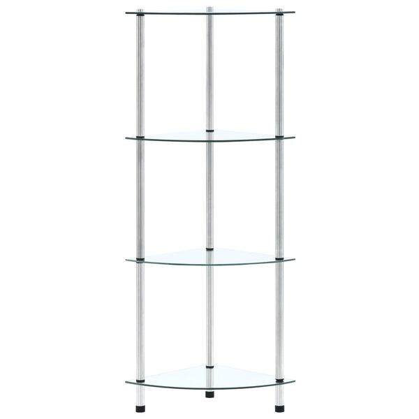 vidaXL 4-korruseline riiul, läbipaistev 30x30x100 cm, karastatud klaas