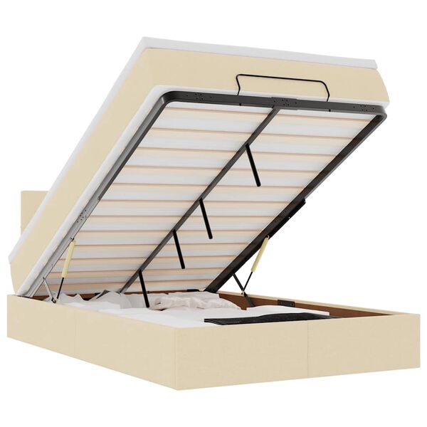 vidaXL ottomani voodi madratsiga, kreemjas, 120x200 cm, kangas