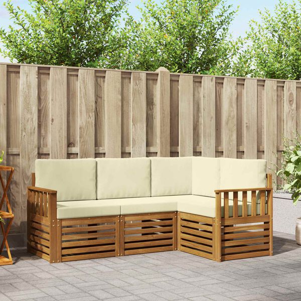 vidaXL Diivanikomplektid 4 pcs Looduslik ja kreem Tugev akatsiapuu