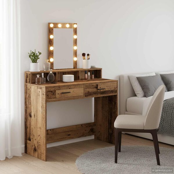 vidaXL Riietumislaud peeglituledega Pruun 100 x 41 x 140 cm Tehispuit