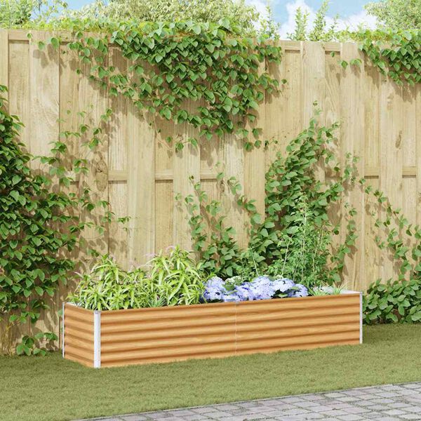 vidaXL K&otilde;rgendatud aia taimelava Helepruun 195 x 50 x 36 cm Tsinkteras