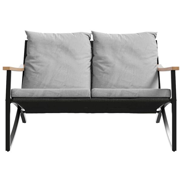 vidaXL 3-osaline r&otilde;du m&ouml;&ouml;blikomplekt patjadega, must, teras