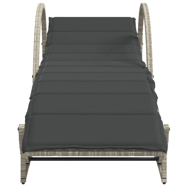 vidaXL päevitustool padjaga, helehall, 60x199x42 cm, polürotang