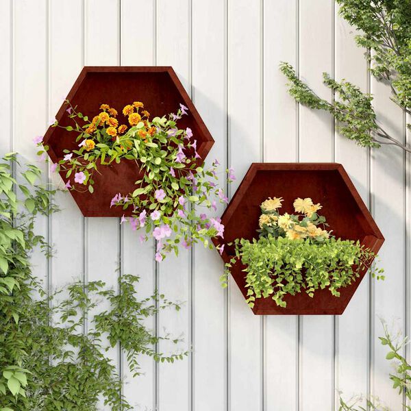 vidaXL seina taimekastid 2 tk, rooste, Corten teras, 46x10x40 cm