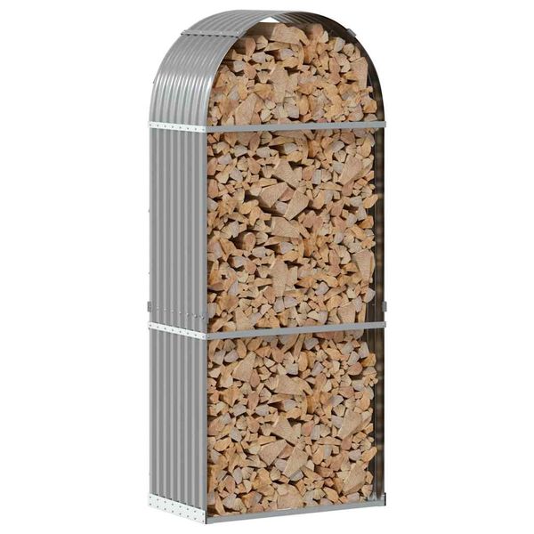 vidaXL küttepuude alus, helehall, 80 x 45 x 190 cm, tsingitud teras