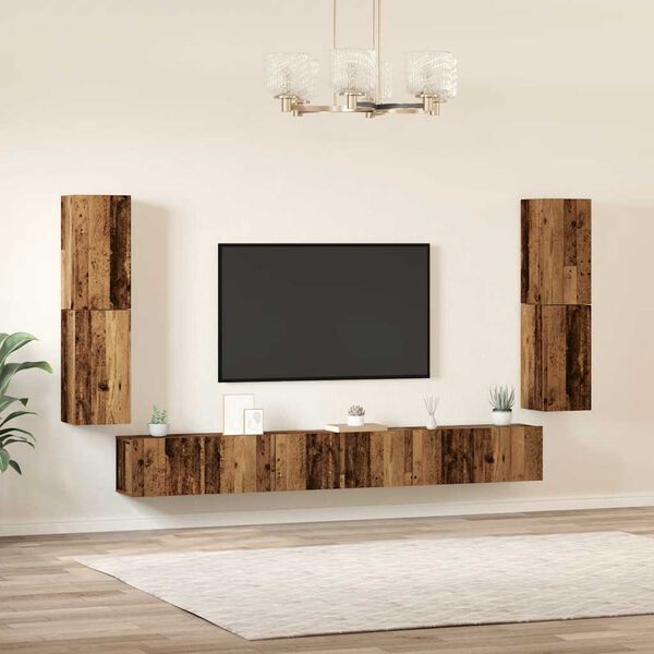 vidaXL 5-osaline telerikapi komplekt Seinale kinnitatav vana puidust