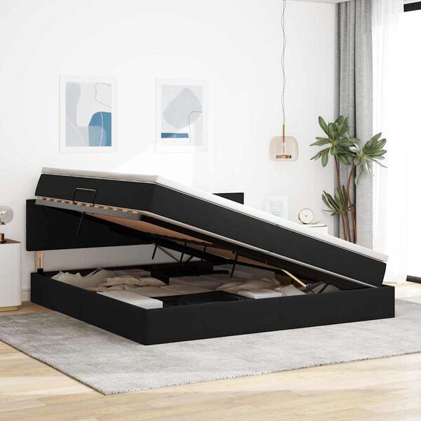 vidaXL Laos voodi madratsiga peaga Must 200 x 200 cm Samet