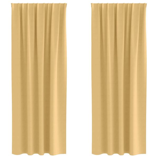 vidaXL Kardinad r&otilde;ngastega 2 pcs Beež 245 x 140 cm Pol&uuml;ester