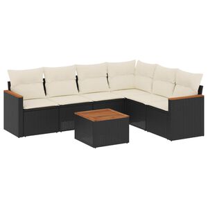 vidaXL 7-osaline aiadiivani komplekt patjadega, must, pol&uuml;rotang