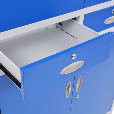 vidaXL kontorikapp 4 uksega, metall, 90 x 40 x 180 cm, hall ja sinine