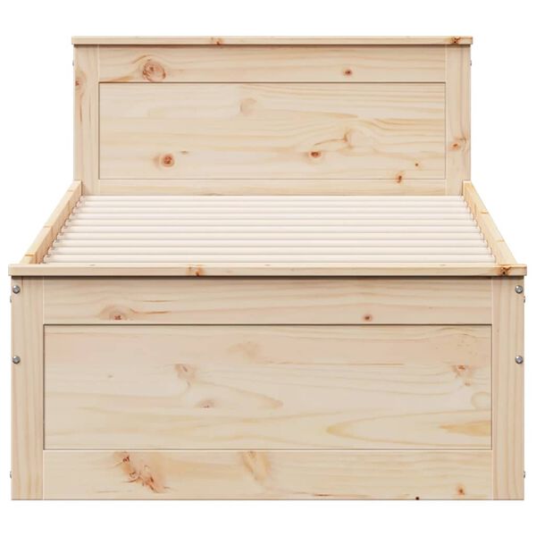 vidaXL peatsiga voodiraam, ilma madratsita, 90 x 200 cm, männipuit